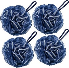 4 Pack Navy Blue Bath Sponges Exfoliating Loofahs Strong Durable Lathers