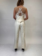 Tuta formale da sposa donna pantaloni gilet festa matrimonio chiesa laurea set 3 pezzi