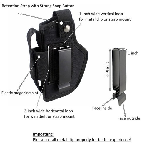 Funda para pistola táctica IWB/OWB mano derecha/izquierda bolsa para pistola con bolsa de cargador individual - Imagen 10 de 12