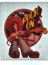 Original Vintage Rock On Mind Bender Guitar Player Iron On Transfer