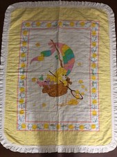 VTG Care Bears Funshine Quilted Cotton Handmade Yellow Baby Quilt Blanket