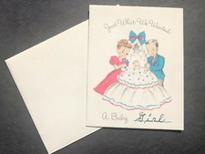 Vintage Norcross 'Girl' Birth Announcement - 1955. Completed / With Envelope.