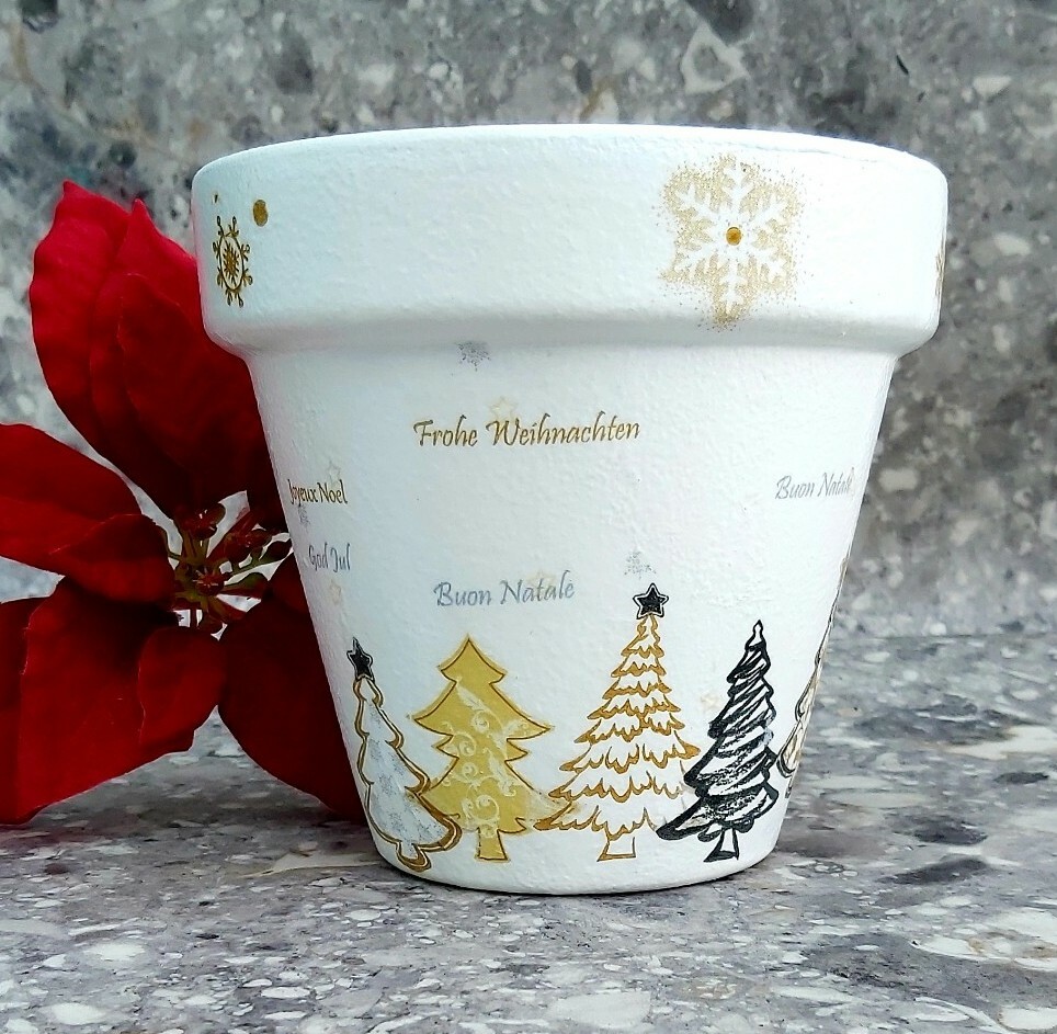 Large Christmas plant pot, Merry Christmas flower pot, Christmas planter, 17cm eBay