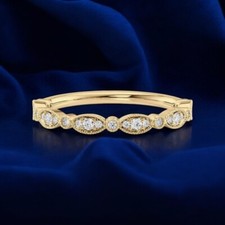 Fascia da donna in oro giallo 14 carati rotonda 0,20 carati creata in laborat...