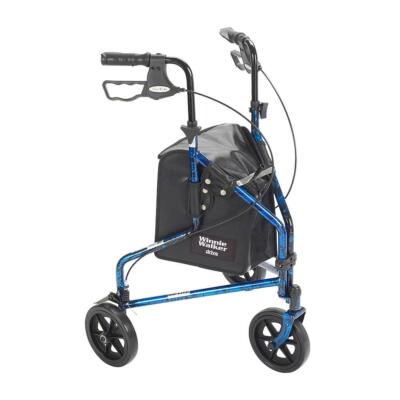 Drive Medical  Rollator 3-Wheeled w/Pouch & Basket Loop Brake Flame Blue