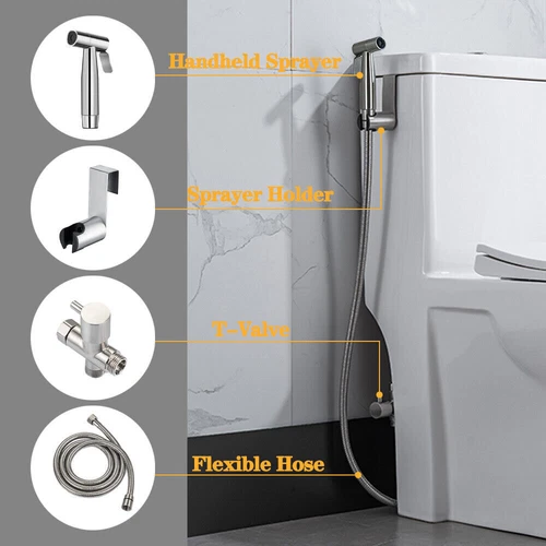 Toilet Shattaf Adapter Hose Bidet Spray Stainless Steel Handheld Shower Head US - Picture 4 of 12