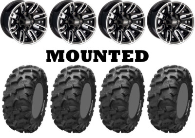 Kit 4 ITP Blackwater Evolution Tires 28x10-12 on Moose 112X Black Wheels HP1K