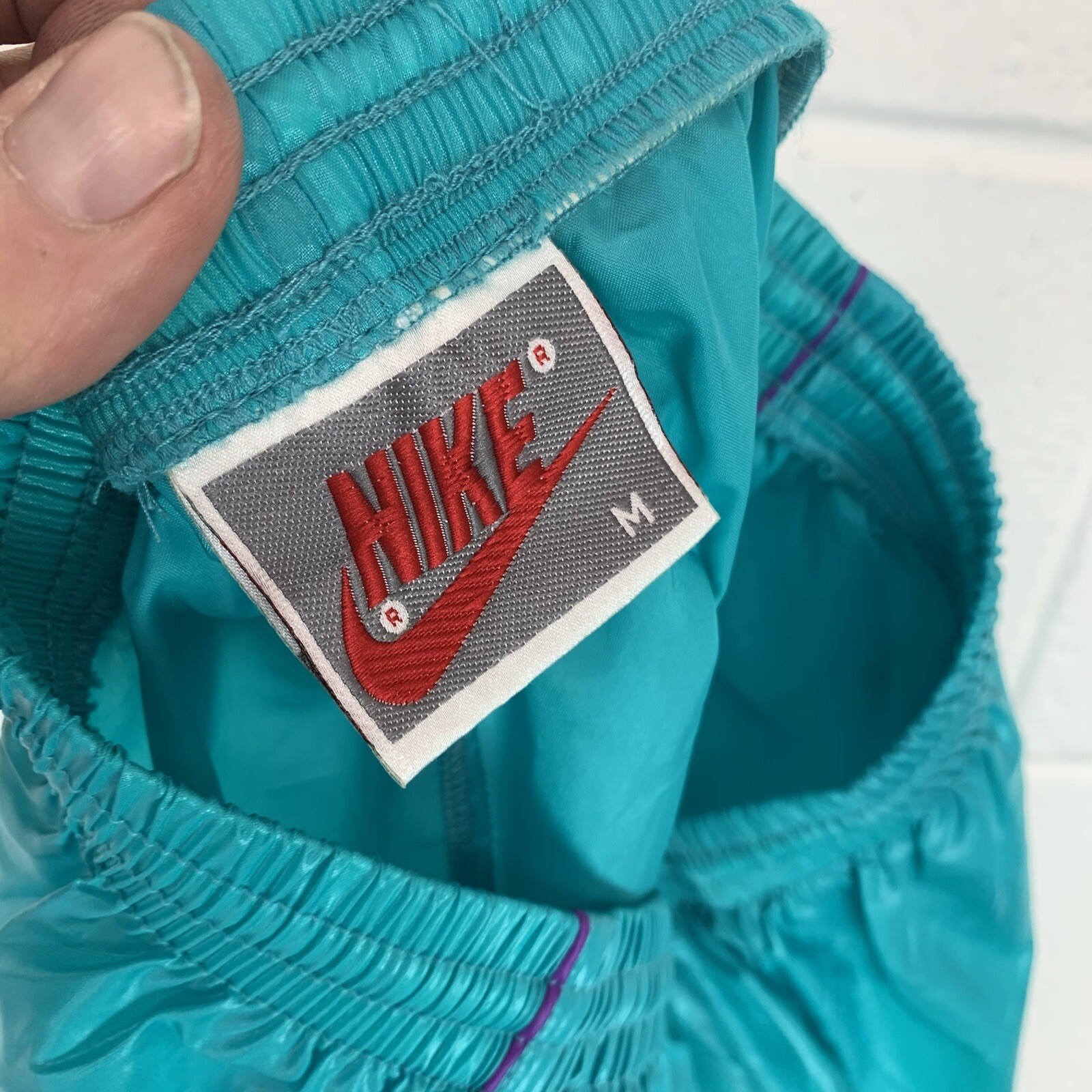 NIKE VINTAGE NYLON WET LOOK SHINY TROUSERS RETRO 80s Gem nike-vintage-nylon-wet-look-shiny-trousers-retro-80s-gem
