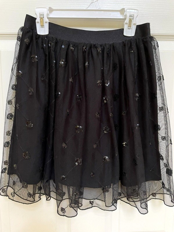 DKNY Black Tulle Sequin Dressy Skirt Size Large (13-14) Holidays Christmas
