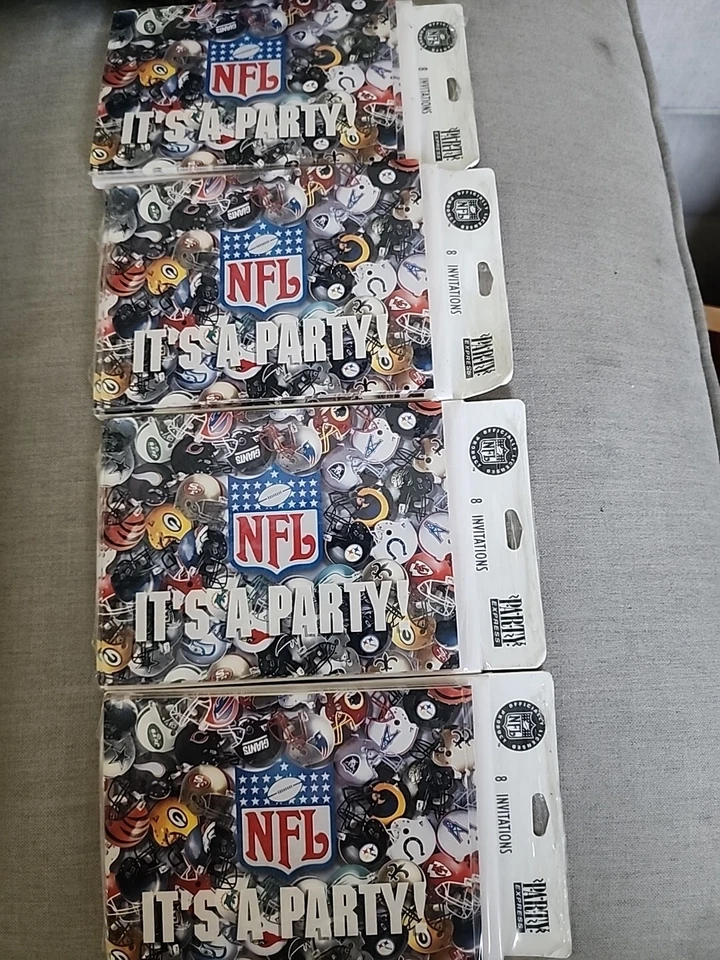 Lote de 4 (paquete de 8) invitaciones de fiesta Hallmark NFL vintage 1998 NUEVO en paquete  Foto 2 de 4