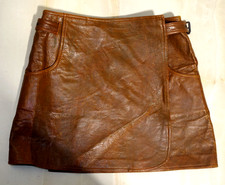 J Vintage FOX RUN Faux Leather Brown Mini Skirt Western XS FOX CLOTH Fox Hunt