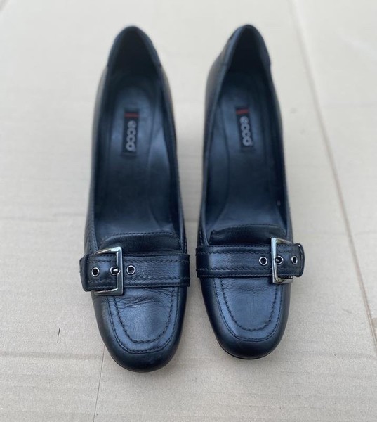 Women Ecco Heels Black Leather 38 #3RKL