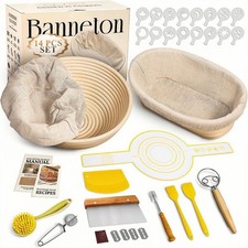 Sourdough Bread Proofing Basket Set 9" Round 10" Oval Baking Kit