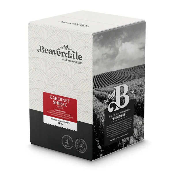Beaverdale Cabernet Shiraz Wine Ingredients Kit Home Brew 30 Bottle Red Wine