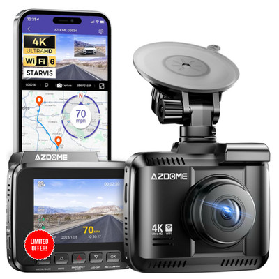 AZDOME Dashcam 4K WiFi GPS 170 WDR 2,4
