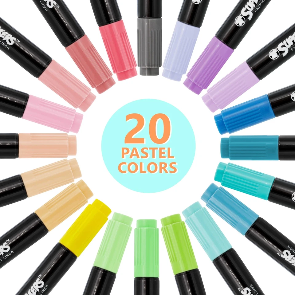 Crazy Colors Fabric Dual Tip Markers Vibrant & Pastel 40 Color Set Chisel & Fine - Image 2 of 4