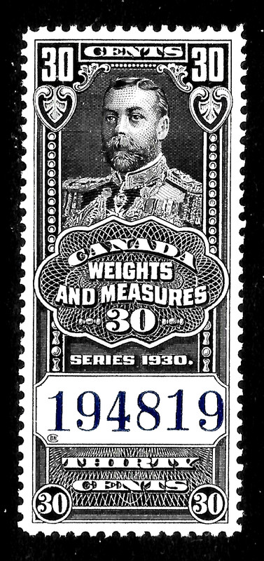 HICK GIRL-M.N.H. CANADA   30  CENTS  WEIGHTS & MEASURE, SERIES 1930        A3265