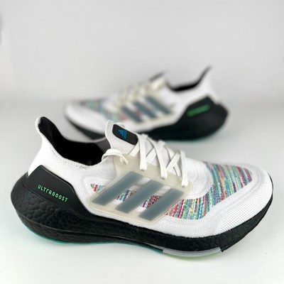 Adidas Ultraboost 21 White Screaming Green Men s 7.5 Women's 9 $200 MSRP