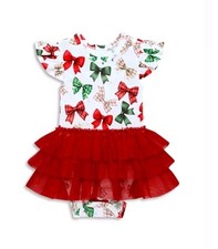 Posh Peanut Christabel Tulle Ruffled Bamboo Bodysuit White Sz 3-6 Months