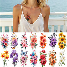 9pcs Temporary Tattoo Waterproof Long-lasting Body Stickers Chrysanthemums