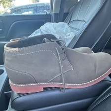 Men's Brown Chukka Boots Lace Up Stitched Accents Textile Lining Man Made Upper