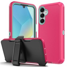 For Samsung Galaxy A16 5G Phone Case Shockproof Heavy Duty Cover Belt Clip Pink