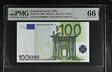 Euro 100 Euro Italy 2002 P 12 s Gem UNC PMG 66 EPQ