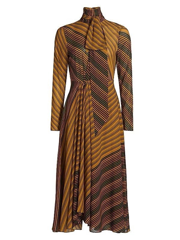 Ronny Kobo 'Noven' Striped Turtleneck Open-Back Midi Dress sz XS NEW