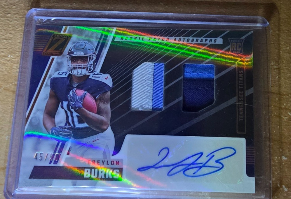 TREYLON BURKS 2022 Zenith DUAL PATCH AUTOGRAPH 45/50 RPA Titans Auto view 1