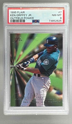 73852625 Ken Griffey Jr 1995 Fleer Flair #7 Outfield Power PSA 8