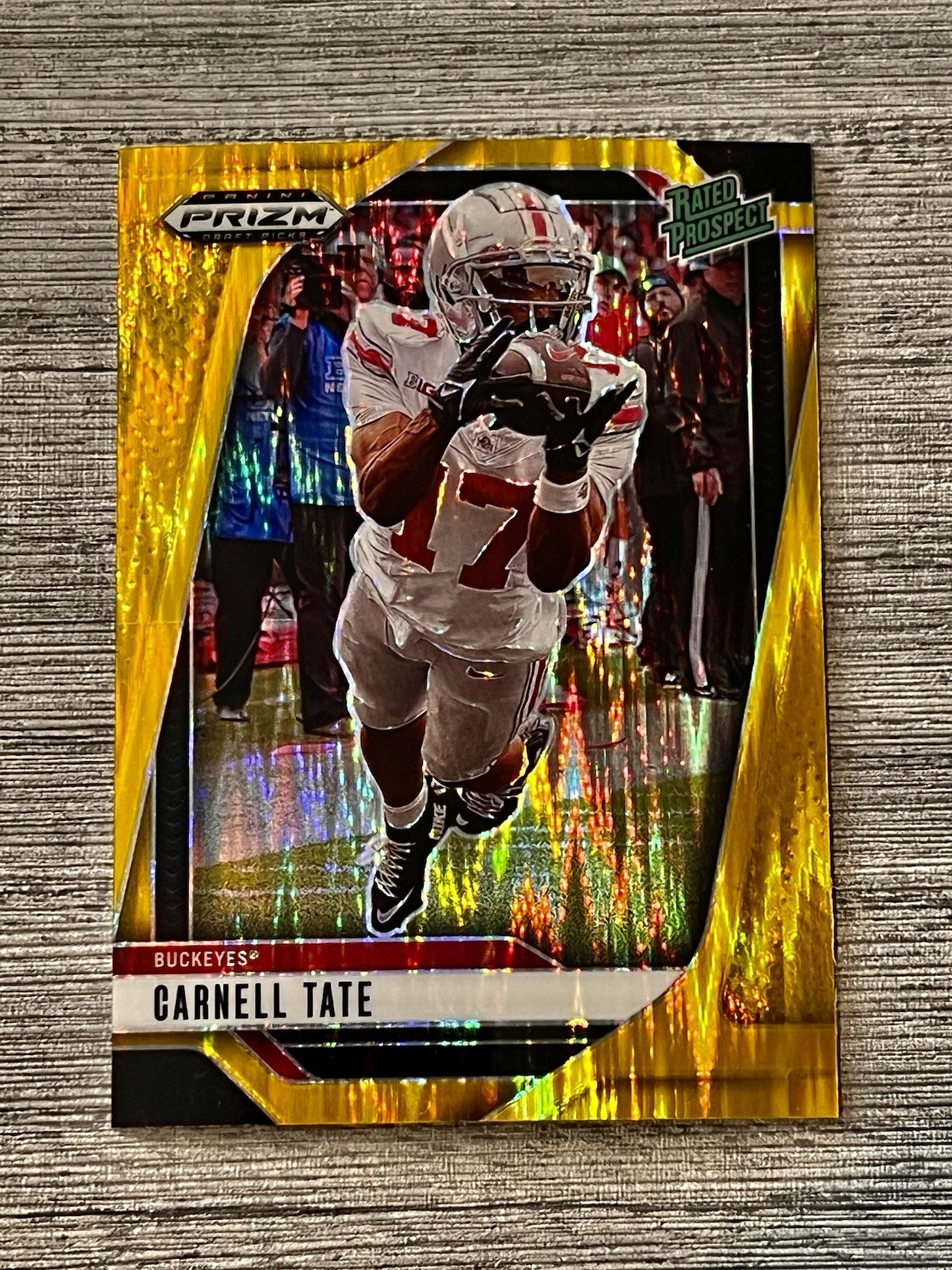 Carnell Tate Gold Flash 2025 Prizm Draft Picks /49 Rated Prospect Ohio State