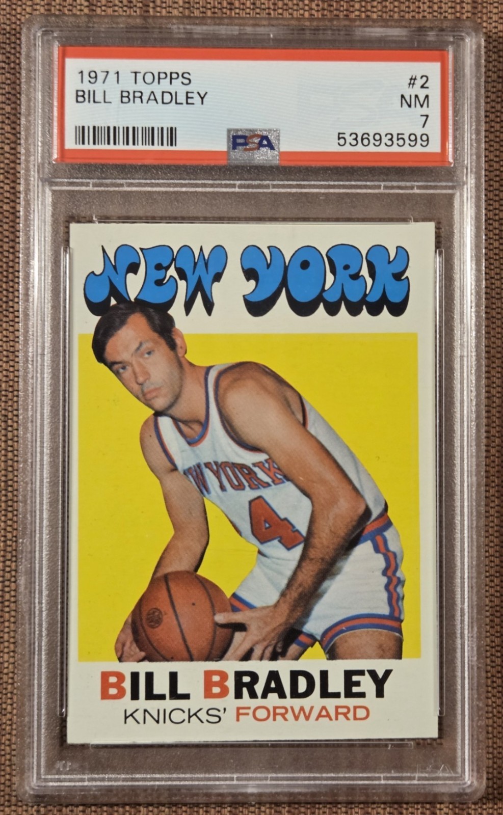 1971 Topps #2 Bill Bradley New York Knicks Vintage Original Basketball Card PSA7