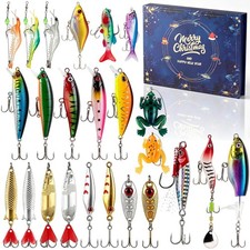 24 Day Fishing Lure Advent Calendar Christmas Countdown Gift for Men Teens Multi