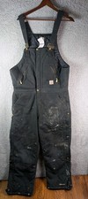 Carhartt Bib Overalls Men's R33 BLK 32x30 Distressed Black