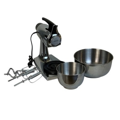 Vintage Sunbeam Mixmaster Chrome 12-Speed Stand Mixer 2 Bowls Tested Works