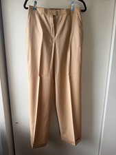 Escada Tan/Beige White Pinstripe Cuffed Pants Trousers Size DE 38 100 Wool