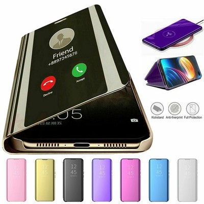 For iPhone 17 Pro Max Air 16 15 14 13 12 11 S-View Mirror Flip Clear Stand Case