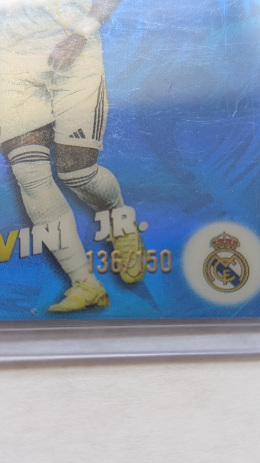 2025-26 Topps Chrome UEFA Power Players Vinicius Vini Jr Blue Refractor #136/150 view 3