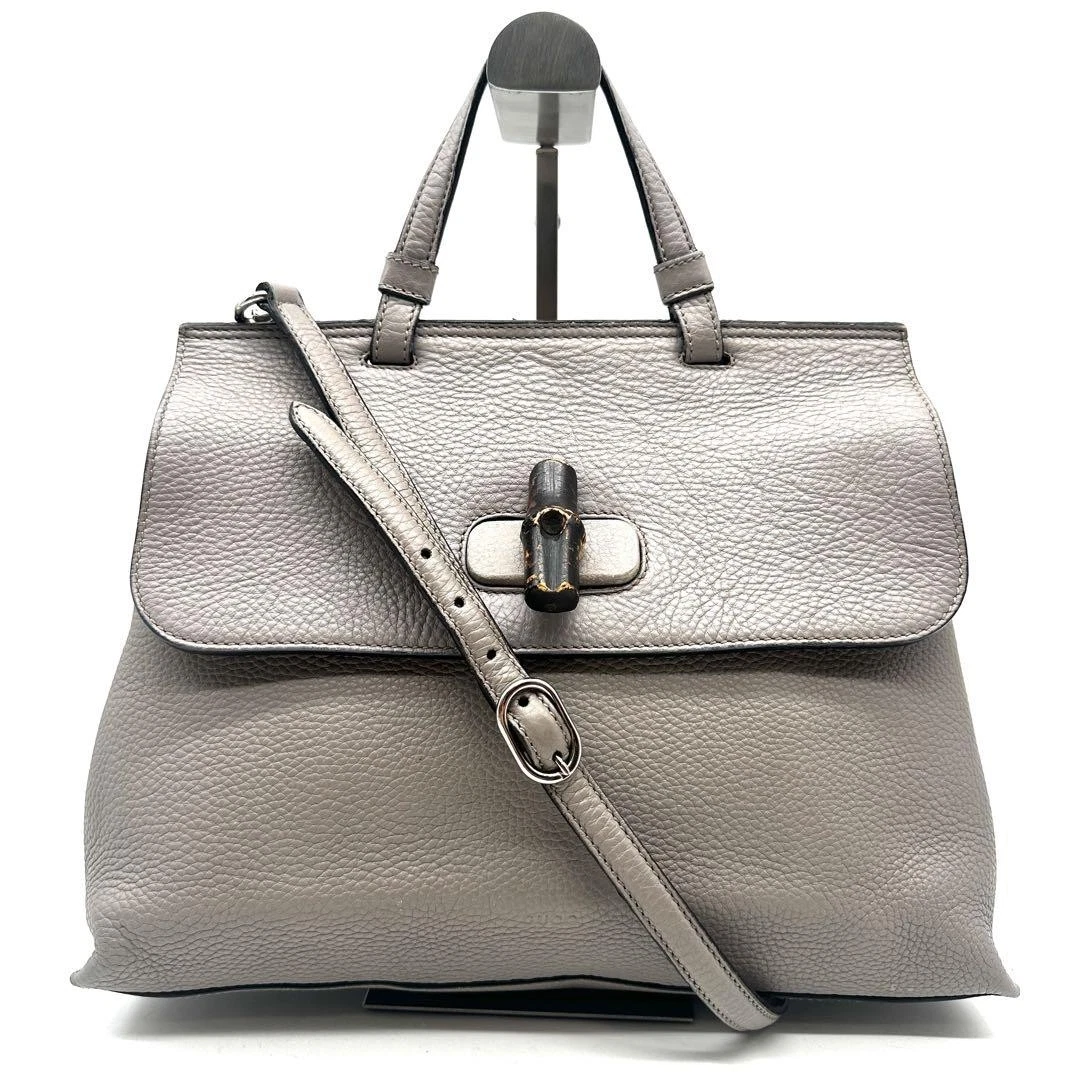 Beauty Gucci Bamboo Daily 2 voies sac à main épaule gris