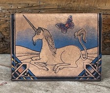 VTG 1970s Venice California Leather Wallet Deadstock Unicorn Fantasy NOS