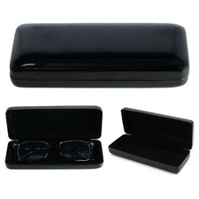 Black Glasses Case Shiny Rectangular Clam Shell Hard Eyeglasses Anti Scratch 1pk