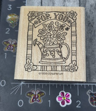 Stampin' Up For You Flowers Watering Can 1998 Rubber Stamp Wood F71