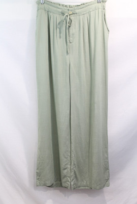 Thread & Supply Linen Rayon Blend Wide Leg Pants Womens XL Green Drawstring