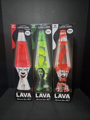 17  Lot Of 3 Horror Lava Lamp Spencers Exclusive Pennywise, Ghostface, Terrifier