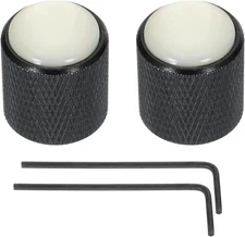 MECCANIXITY Guitar Bass Dome Knobs White Shell Top 6mm Black Metal 