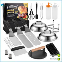 Grill ZubehöR Set 28TLG Plancha Spachtel Burger Smasher Grillbesteck Teppanyaki