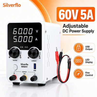 Silverflo 605D-V Labornetzgerät 0-60V 0-5A Regelbar DC Netzteil USB Variables