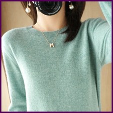 Women Winter Cashmere Sweater Crew Neck Knitted Pullover Short Tops