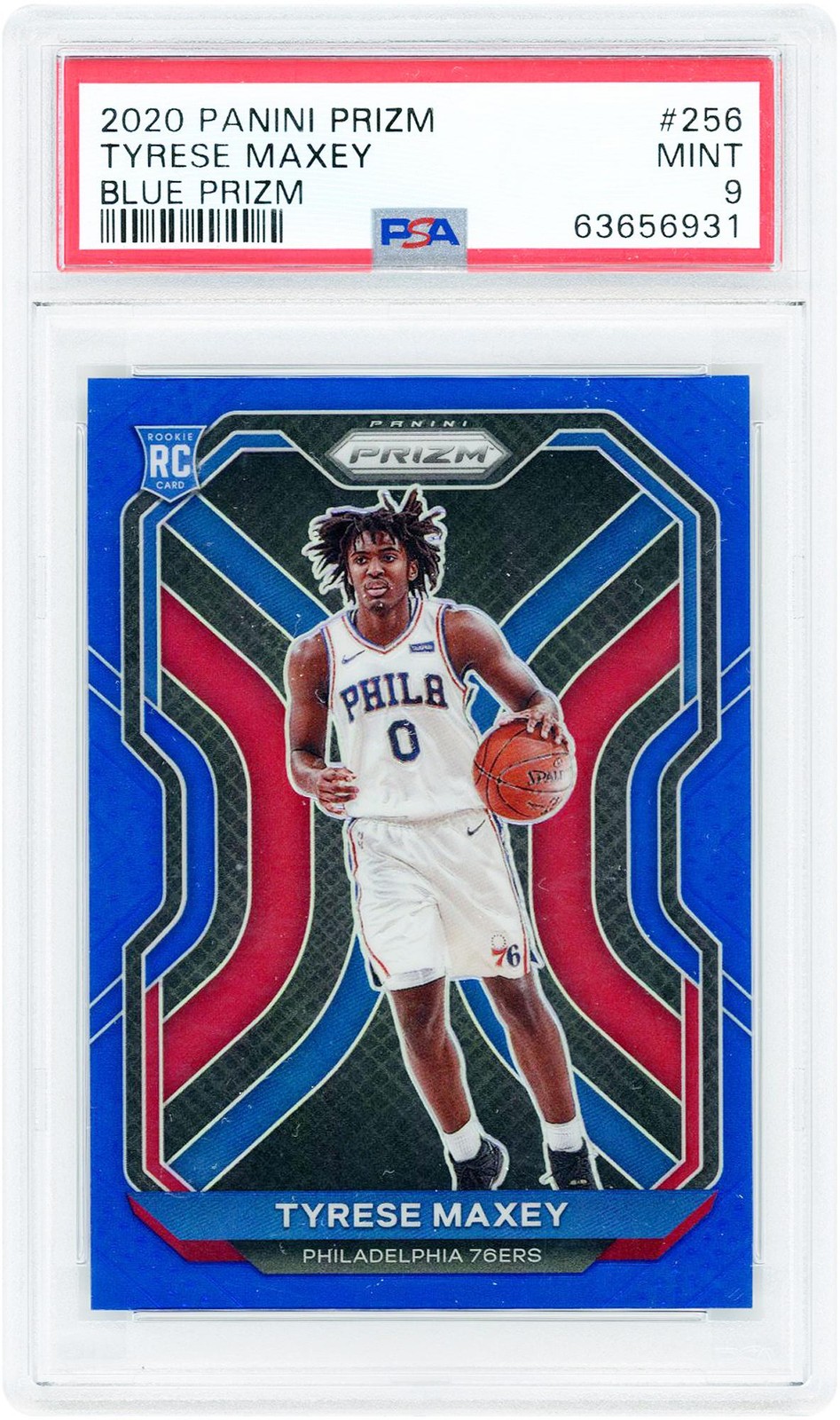Tyrese Maxey 76ers 2020-21 Panini Prizm Blue #256 #85/199 PSA 9 Rookie Card