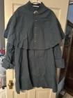 Civil War Confederate Gray Wool Cape Coat with Button Front and Collar